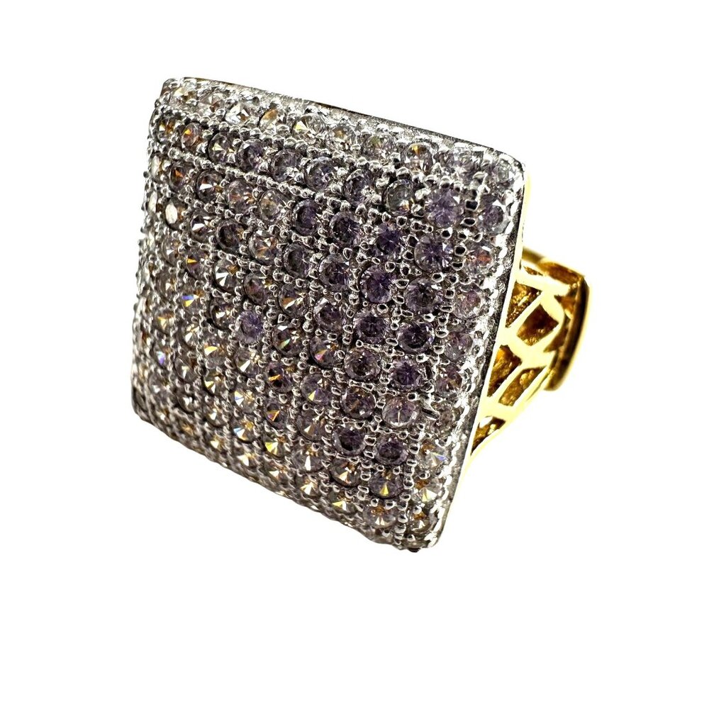 PJM China 925 Sterling Silver Cubic Zirconia Size 6 Ring Gold Tone